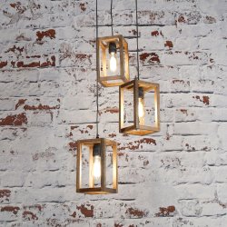 Mangos - Loftlampe i massiv mangotr med tre skrme