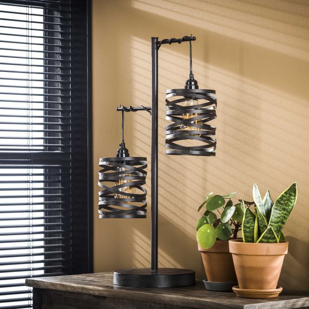 Spindel - bordlampe med to skrme