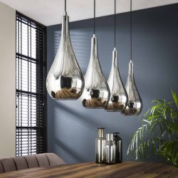 Cromo- Loftlampe med 4 forkromede glasskrme