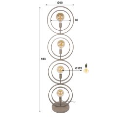 Frisky - Gulvlampe i beige metal, h�jde 180 cm.