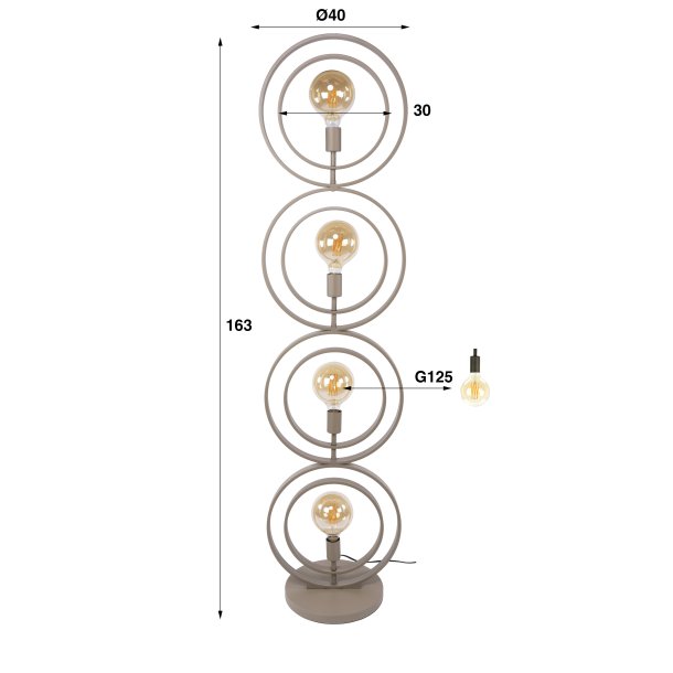 Frisky - Gulvlampe i beige metal, h�jde 180 cm.