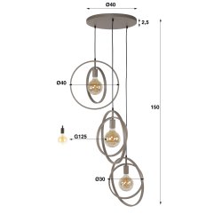 Frisky - Loftlampe i beige metal