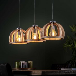 Mangos - Loftslampe i massiv mangotræ med tre skærme