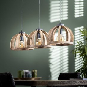 Mangos - Loftslampe i massiv mangotræ med tre skærme