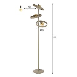Angulo - Golvlampa med tre sk�rmar, beige metall