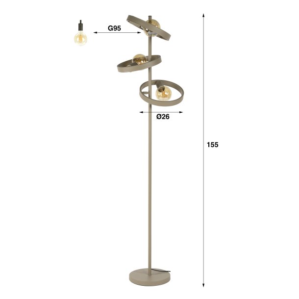 Angulo - Golvlampa med tre sk�rmar, beige metall