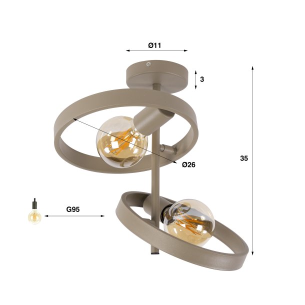 Angulo - Loftlampe i beige metal
