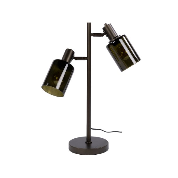 Sienna � Bordslampa i bronsf�rgad metall och tv� sk�rmar i brunt glas