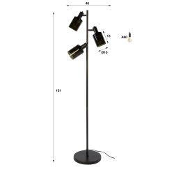 Sienna � Golvlampa i bronsf�rgad metall och tre sk�rmar i brunt glas