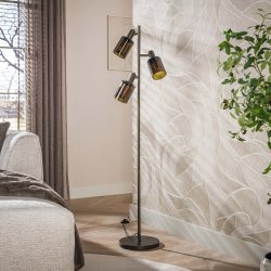 Sienna � Golvlampa i bronsf�rgad metall och tre sk�rmar i brunt glas