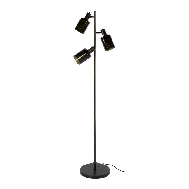 Sienna � Golvlampa i bronsf�rgad metall och tre sk�rmar i brunt glas