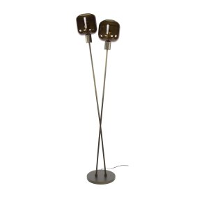 Sienna - Gulvlampe med to glaskupler i rød-brun finish