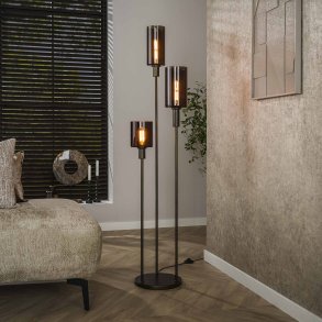 Sienna - Gulvlampe med tre glaskupler i rød-brun finish