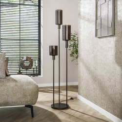 Sienna - Gulvlampe med tre glaskupler i rd-brun finish