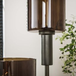 Sienna - Gulvlampe med tre glaskupler i rd-brun finish