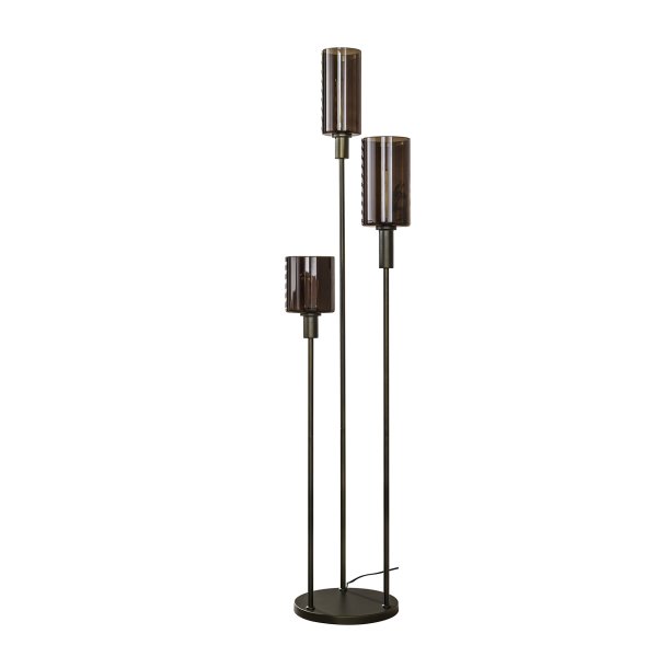 Sienna - Gulvlampe med tre glaskupler i rd-brun finish