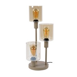 Sienna � Bordslampa i beige metall och b�rnstensf�rgat glas