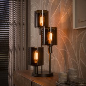 Sienna � Bordslampa i bronsf�rgad metall och brunt glas