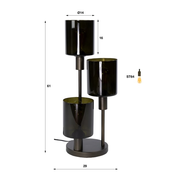 Sienna � Bordslampa i bronsf�rgad metall och brunt glas