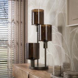 Sienna � Bordslampa i bronsf�rgad metall och brunt glas