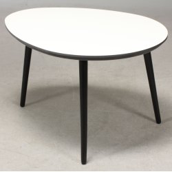CT 20 - Drbeformet sofabord i hvid laminat med sorte trben, vlg mellem 3 strrelser