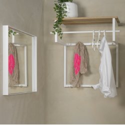 Razor - Hattehylde i hvid metal og egetr