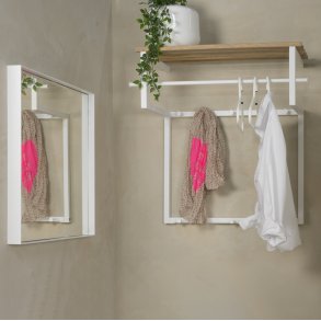 Razor - Hattehylde i hvid metal og egetr