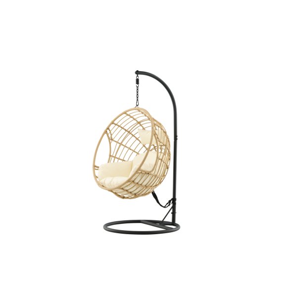 Volos - Hngestol i kunst rattan og lyse stof hynder