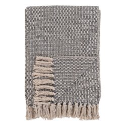 Banff - Plaid i mrkegr-hvidt mnster, 130 x 160 cm.