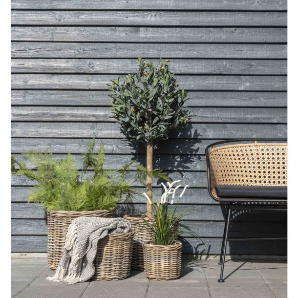 Banff - Plaid i mrkegr-hvidt mnster, 130 x 160 cm.