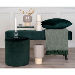 Banff - Plaid i grnt og hvidt mnster, 130 x 160 cm.