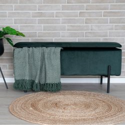 Elton - Bnk i grn velour med opbevaring