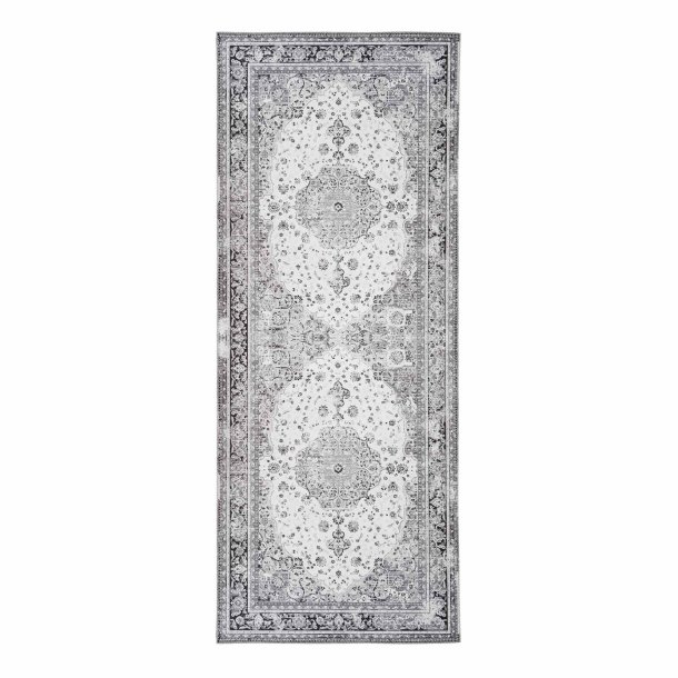 Arona - Lber i sort-hvid polyester, 80 x 200 cm.