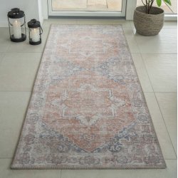 Arona - Lber i bl-orange polyester, 80 x 200 cm.