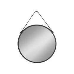 Clyde - Spejl med sort ramme og strop,  38 cm.