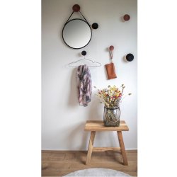 Clyde - Spejl med sort ramme og strop,  38 cm.