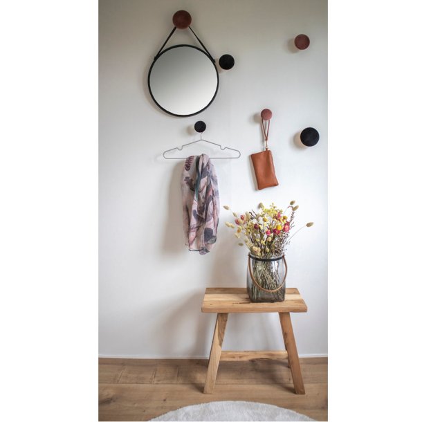 Clyde - Spejl med sort ramme og strop,  38 cm.