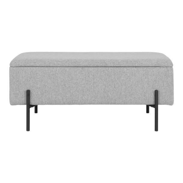 Elton - Bnk i lysegr velour med opbevaring