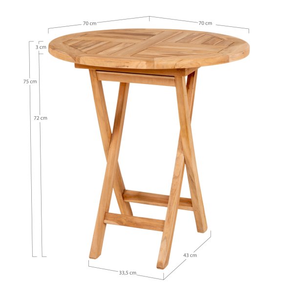 Oviedo -  Teak Spisebord,  70 cm.