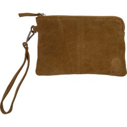 Clutch i lysebrun ruskind