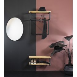 Razor - Hattehylde i sort metal og egetr