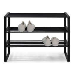 Dinex - Skostativ i sort metal, 3 hylder, bredde 70 cm