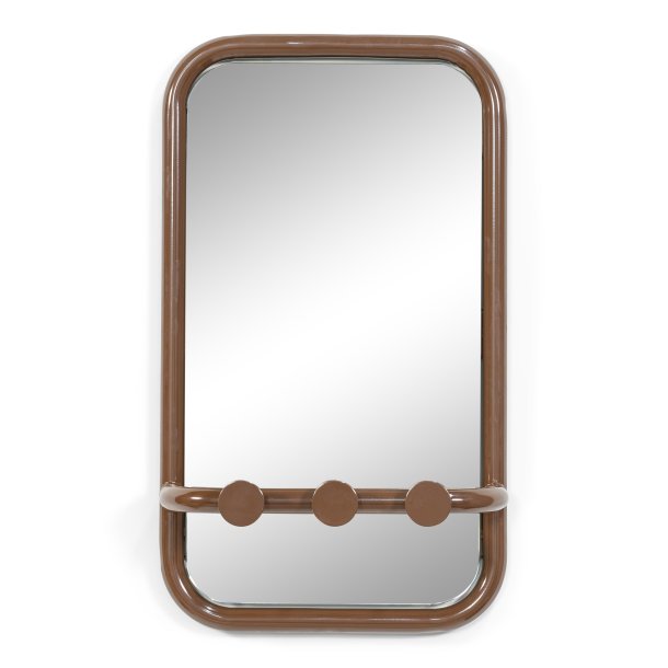 Flash - Entrespejl i brun metal med tre knager