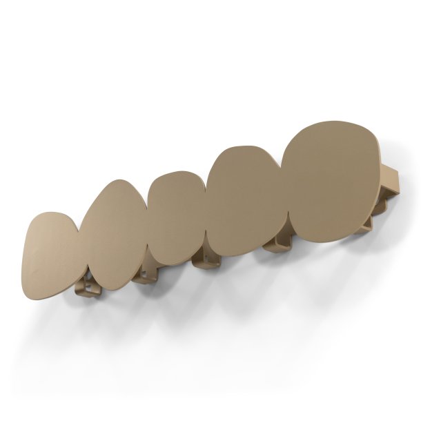 Stones - Knagerkke i champagne farvet metal med organiske former, 5 knager