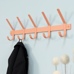 Gancho - Knagerkke med fem knager i terracotta farvet metal