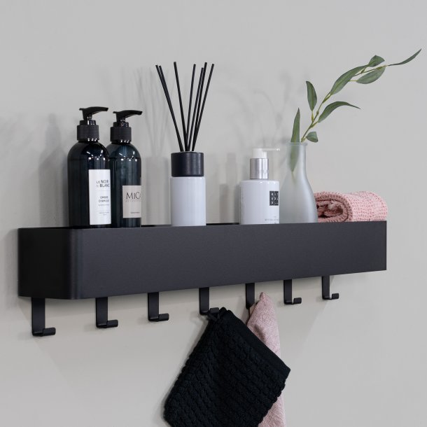 Maxi - Hylde, knage i sort metal med 7 knager