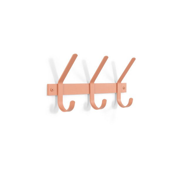 Gancho - Knagerkke med tre knager i terracotta farvet metal