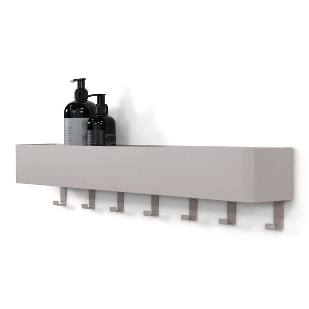 Maxi - Hylde, knage i silky taupe metal med 7 knager