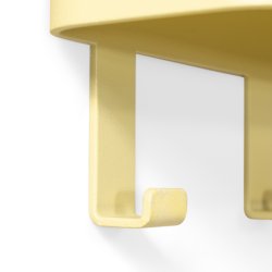 Alhamba - Kroklist med hylla i ljusgul metall, sju krokar