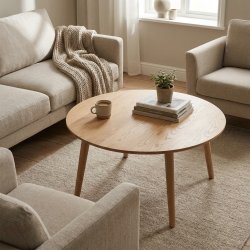 CT 10 - soffbord i massiv ek, � 90 cm